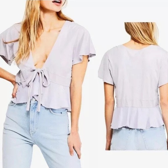 Free People Knot Me Tee in Lilac NWOT - Picture 4 of 10